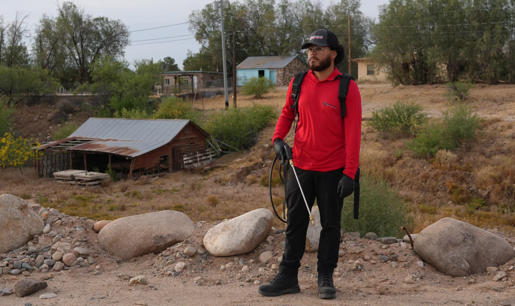 A Texan pest control technician servicing Odessa and Midland Texas